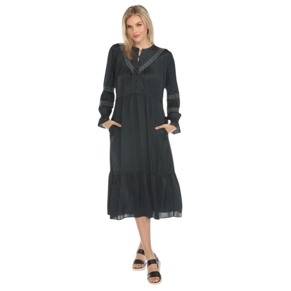 Calme Johnny Was Pleated Midi Dress SZ S NWOT